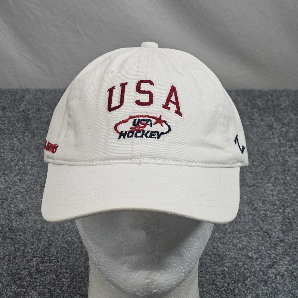 USA Hockey Hat Zephyr Adult Adjustable White National Champions Baseball Cap New